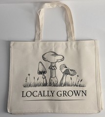 NWOT Locally Grown Mushroom Canvas Tote Bag 14×18” Crunchy Cottagecore Foraging