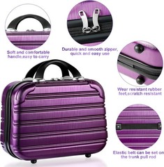 14-Inch Makeup Train Case Hardshell PC+ABS Travel Cosmetic Organizer, purple