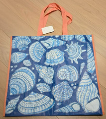 NWT Home Sense – Blue & White Seashells – Large Reusable Shopping Tote Eco Bag