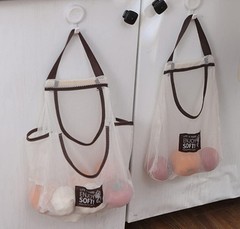 3PACK Reusable Mesh Bags – Hanging Storage Onion Holder, Medium, 3PACK-Beige