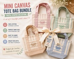 Trader Joe’s Mini Canvas Tote Bag Bundle Set of 4 Pastel Colors NWT Summer 2026
