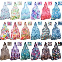 18 Pieces Foldable Reusable Shopping 13 x 11 x 1 inches, Colorful