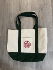 Trader Joe’s Canvas Foldable Tote Bag Beige Green Solid