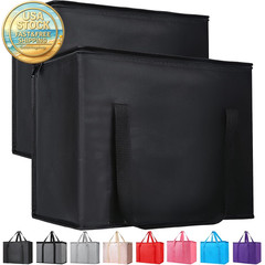 Insulated Reusable Grocery Bags 2-Pack Heavy Duty XL Black Tote Collapsible
