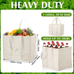 Hillban 30 Pack Reusable Grocery Bags Bulk Heavy Duty Large Shopping Bags Was…