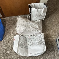LOT OF 3 ✅ Lululemon Reusable Tote Bags Large Manifesto Logo Print White Black