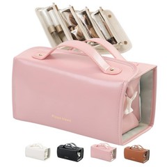 Leather Waterproof Cosmetic Bag Detachable 4 in 1 2025 New Roll Large, Pink