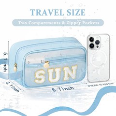 COSHAYSOO Clear Sunscreen Bag Makeup Toiletries Pouch Beach Vacation Blue-SUN