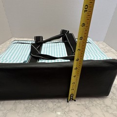 SCOUT Large Blue Gingham Reusable Shopping Bag Woven Poly Zip Foldable Handles