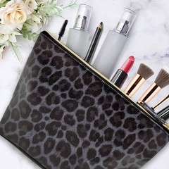 Vegan Leather Black Leopard Makeup Bag Cheetah Print Girly Girl