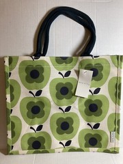 Orla Kiely Green Apple Tote Bag Tesco Shopper Black White Gift Multi Jute New