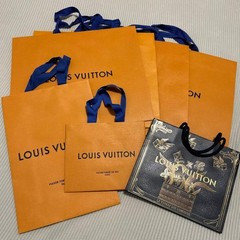 Set of 7-LOUIS VUITTON Black Limited & Gold Shopping Paper Bags Various size