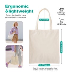 Reusable Canvas Tote Bags Lightweight Blank Grocery Bag for Shopping, Travel