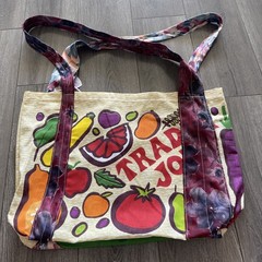 Trade Joes Tote Bag With Upcycled Tie Handles 19 1/2 X 13 X 4 1/2