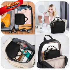 JOYYTUU Makeup Bag, Large Capacity with Room for Brushes and Mirror, Black