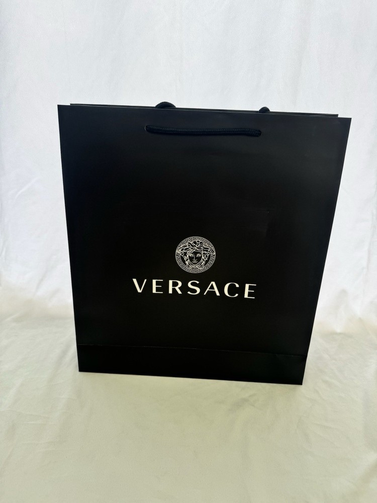 Versace Reusable Paper Shopping Bag Black 15.5″ x 14″ x 4″
