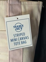 Limited Edition Summer 2026 Trader Joe’s Pale Pink Striped Mini Canvas Tote Bag