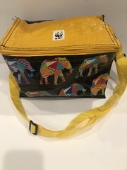 WWF world wildlife fund multi color elephant freezer tote bag insulated 7”x10”
