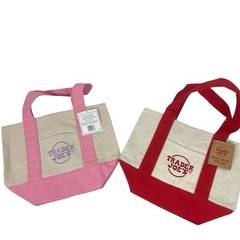 Trader Joe’s Mini Tote Bags Red and Pastel Pink NWT Set of Two