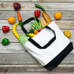6-Pack Super Strong Large 12oz Cotton Canvas Tote Bags, Reusable Grocery Shop…