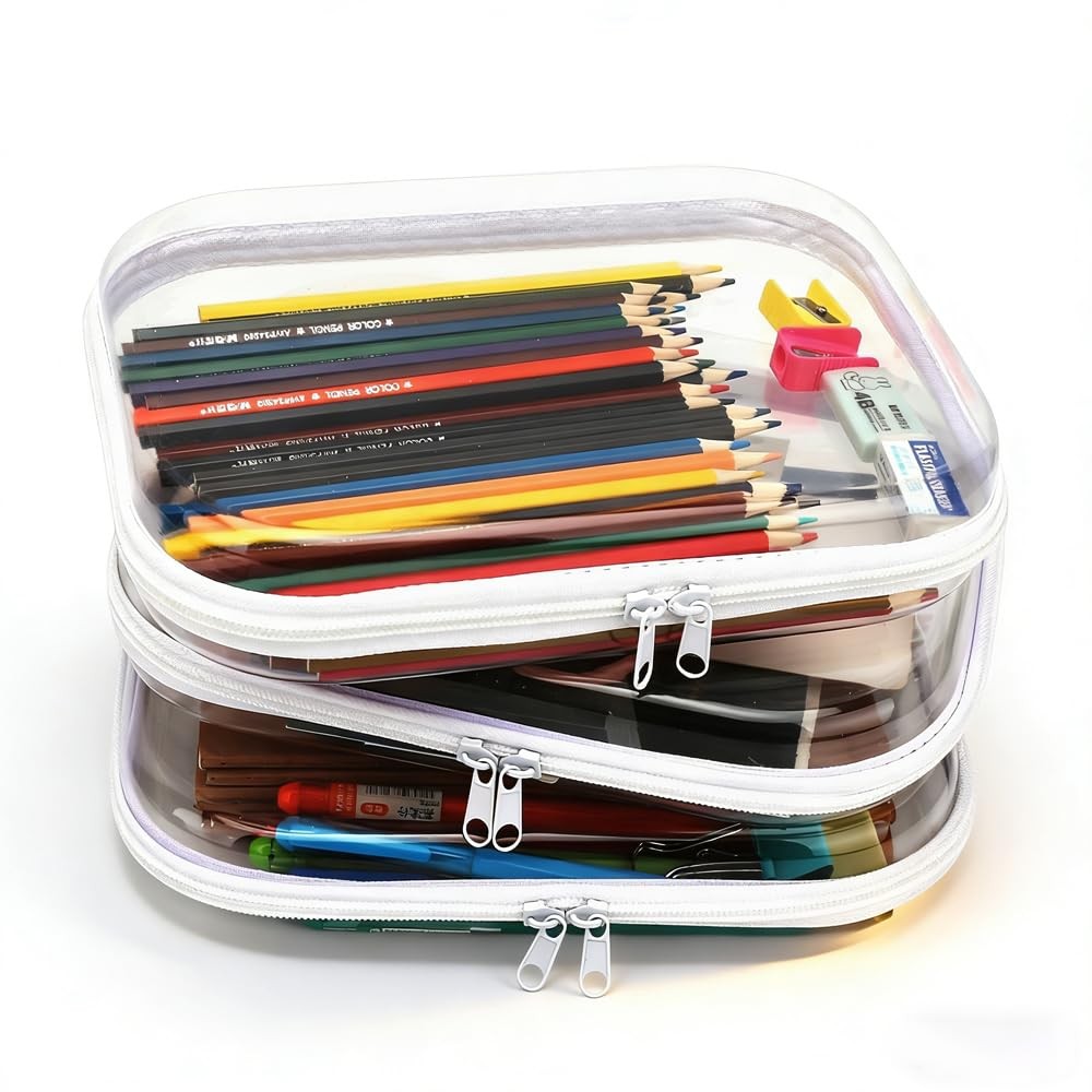 JBESUHI 3 Pack Large Clear Hard Shell Zipper 9.84*7.87**1.97 inches, 3pcs