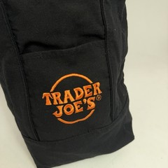 Trader Joes Canvas Black Orange Tote Bag Embroidered Logo Limited Edition 10”
