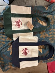 Trader Joe’s Original Canvas Bag. Set Of 2. Green And Blue NEW