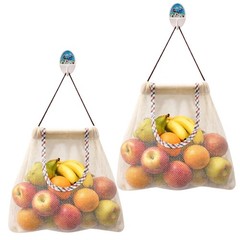 Durable Reusable Hanging Storage Mesh Bags for Fruits, Vegetables, Garlic, Gi…