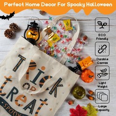 13.8″ Large Halloween Tote Bag Trick or Treat Canvas Reusable Large Bucket fo…