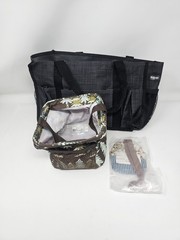 Thirty-One Bundle Organizing Utility Tote Charcoal Crosshatch + Littles Tote