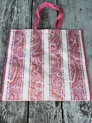 TJ Maxx Eco-Friendly Shopping Bag PINK 🌸PAISLEY Striped Print Reusable Tote