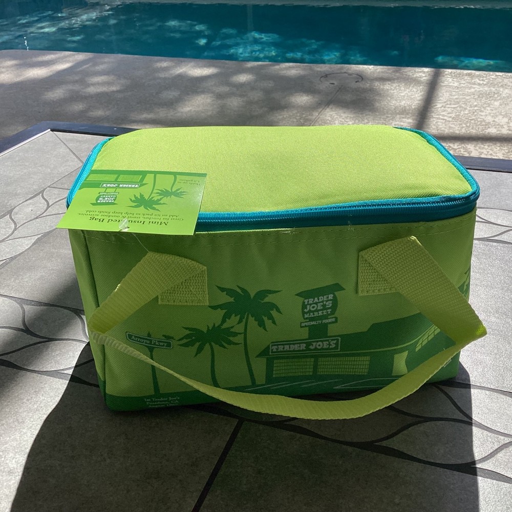 NEW! Trader Joe’s Mini Tote Bag Insulated New Summer 2026-Lime/Green/Blue