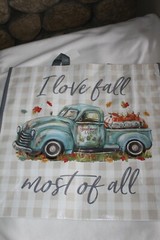 Fall Autumn TRUCK Reusable Tote Bag 19″ X 18″ 7″ I LOVE FALL MOST OF ALL