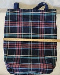 Reusable Fabric Blue & Red plaid Stripes Tote Bag