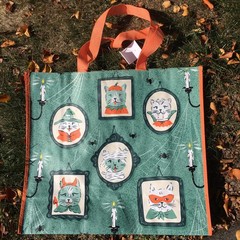Marshalls~TJ Maxx~Halloween Cat Portraits~Large Reusable Shopping Bag~Eco Tote