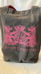 Juicy Couture Grey & Pink Bag Tote Cloth / Canvas USED VGC