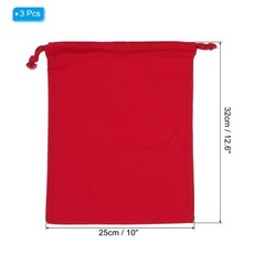 3pcs Reusable Drawstring Bags, 10×12.6″ Multipurpose Bags, Red