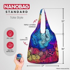 Nanobag Ultralight Foldable Tote Bag, Reusable Grocery & Travel, Black