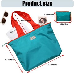 4 PC Foldable Reusable Shopping Bag 210D Nylon Waterproof Travel Grocery Tote W/