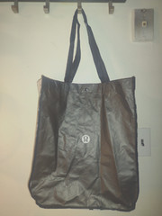 16in. Lululemon Reusable Shopping Tote Bag Stylish Carry- Black And White