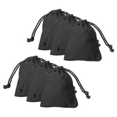 HARFINGTON 12pcs Cotton Storage Bags 3.2″ x 3.9″ Canvas x 3.9″, Black