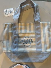 Trader Joe’s Striped Mini Reusable Canvas Tote Bag Blue/White 13x10x6 in