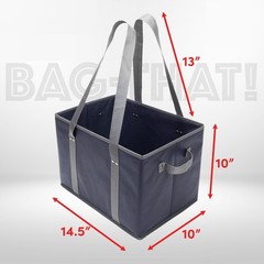 Reusable Grocery Bags Shopping Tote Box Foldable Reinforced Navy 4 PCS