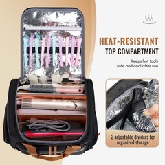 Mancro Hairstylist Travel Bag, 2-Layer Cosmetology Bag with 3 Separate Black