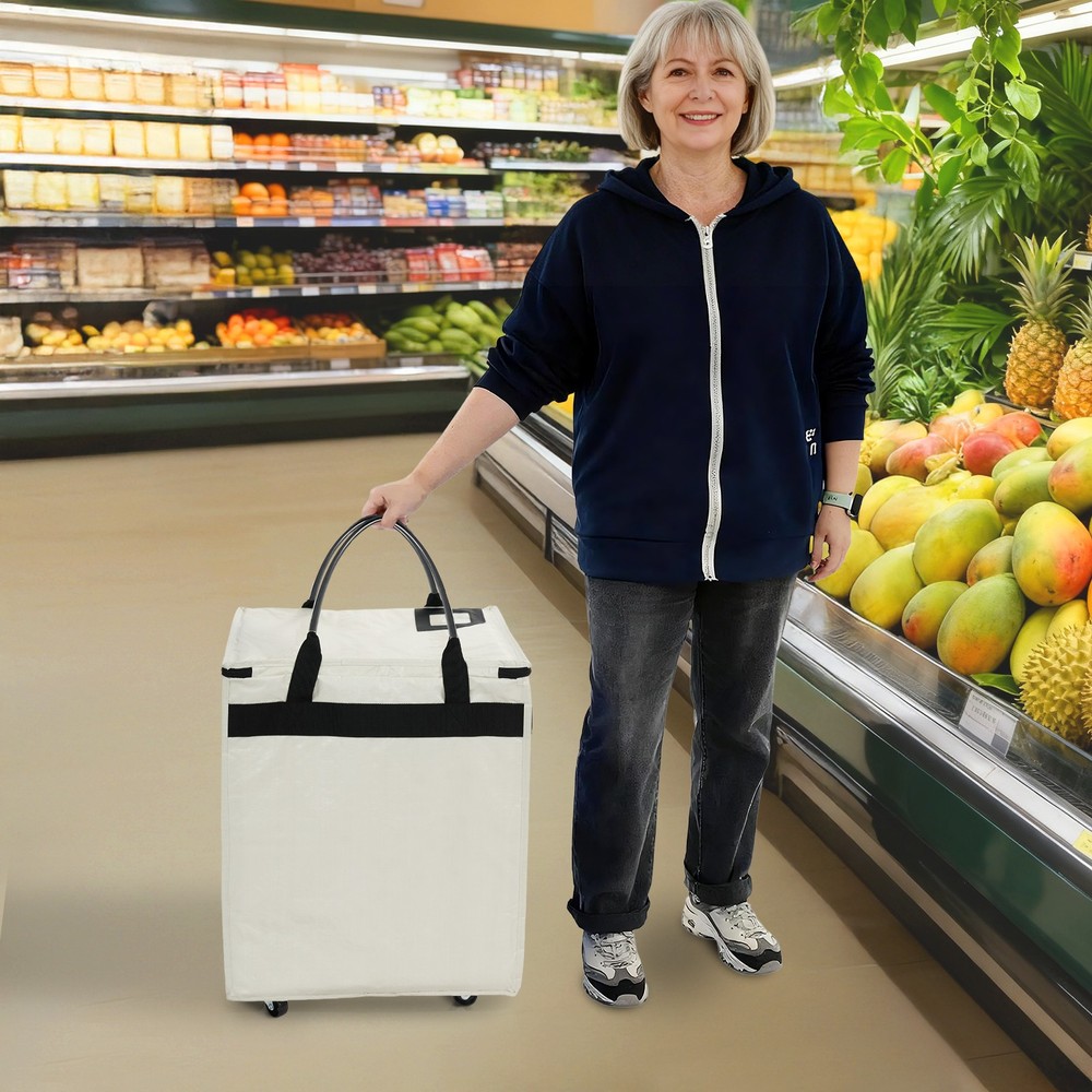 Reusable Grocery Bag Foldable Rolling Shopping Bag For Travel, Work , Picnics
