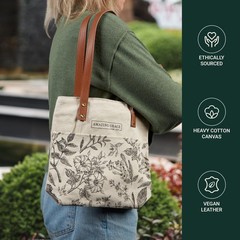 Canvas Floral Tote Bag for Women: Amazing Grace Inspirational Scripture for S…