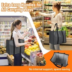 WISELIFE Reusable Grocery Bags with Handles – 3 Pack, 35L Large Shopping Bags