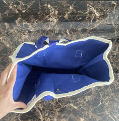 Reusable Canvas Eco Tote Bag Foldable Washable Dark Blue Kitchen Grocery Beach