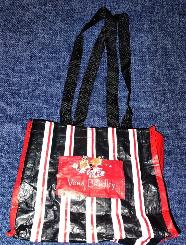 Vera Bradley Reusable Shopping Bag w/ 13″ Handles 9.5″ X 7″X 3″ Red,Black,White