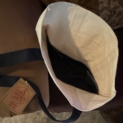 Trader Joe’s Canvas Foldable Reusable Shopping Bag White Navy Blue